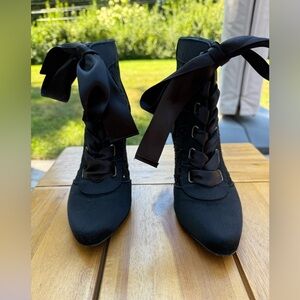 Ann Taylor Black Lace-Up Boots